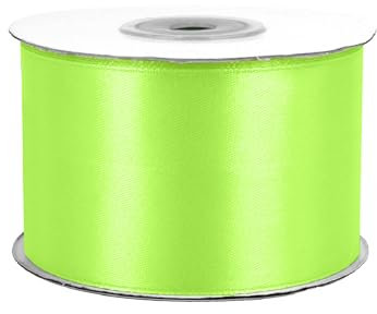 Satinband 50mm x 25m Rolle - FARBAUSWAHL in 3/6/12/18/25/38/50/75/100mm - farbecht & waschbar - Schleifenband für Ostern - Geschenkband zum Verpacken Dekorieren Basteln - Hellgrün Neon 556