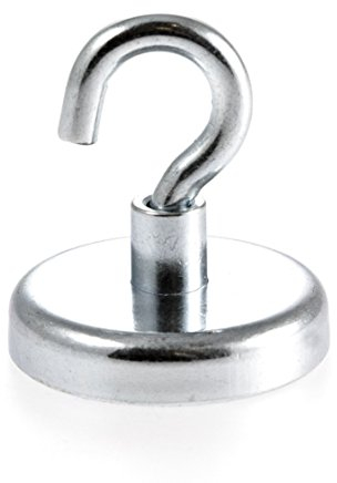 Magnetastico® | 1 pezzo gancio magnetico al neodimio N35 32 mm Ø | Forza di tenuta di 34.0 chilogrammi | 1 pezzo magnete con gancio ultra forte al neodimio zincato