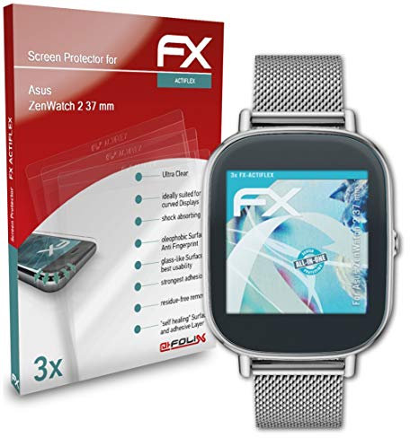 atFoliX Schutzfolie kompatibel mit Asus ZenWatch 2 37 mm Folie, ultraklare und flexible FX Displayschutzfolie (3X)