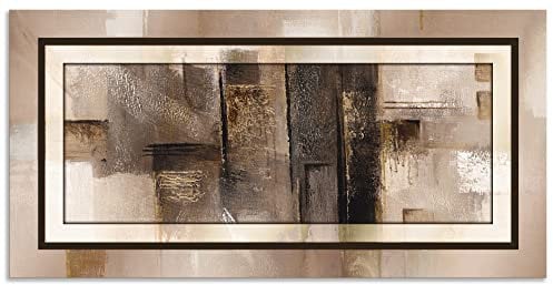 ARTland Wanddeko Wandbild Alu Verbundplatte für Innen & Outdoor Bild150 x 75 cm Abstrakte Motive Muster Formen Digitale Kunst Gold Quadrate abstrakt 1 C6PH