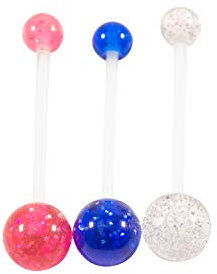 Barres de ventre de grossesse pour femmes enceintes Rose-bleu clair Barre de nombril Bioflex en plastique souple scintillant choisissez une couleur ou un ensemble de 3 ou 4 (ensemble de 3 (bleu clair)