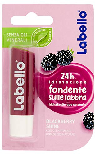 Labello Blackberry Shine Lippenpflegestift 5,50 ml, bunter und pflegender Lippenbalsam mit Brombeeraroma, 24h feuchtigkeitsspendender Lip Balm mit natürlichen Inhaltsstoffen