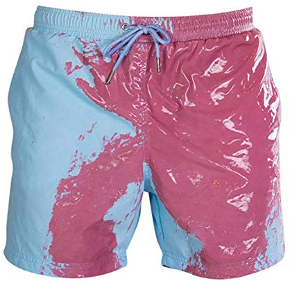 JIAHEY Badehose mit Farbwechsel, für Jungen, Sommer, Herren, schnelltrocknend, für Strand, Bademode, temperaturempfindliche Farbwechsel-Shorts, violett, XL