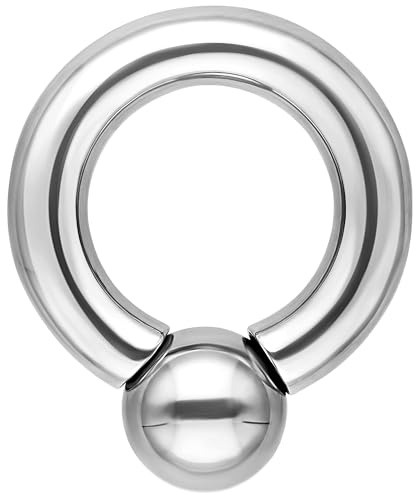 Wildcat Piercingringe - Basic Screw in Ball Ring aus Chirurgenstahl 316L, Körperstelle: Ohr, Nase, Lippe, Bauchnabel, Stärke: 5,0mm| Durchmesser: 22,0mm| Kugel: 10,0mm, Silber