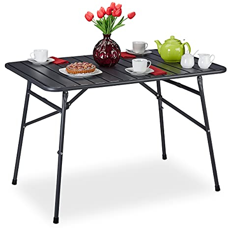 Relaxdays Gartentisch klappbar, Terrassentisch Metall, HBT 74,5 x 110 x 70,5 cm, eckig, Klapptisch wetterfest, anthrazit 10036108