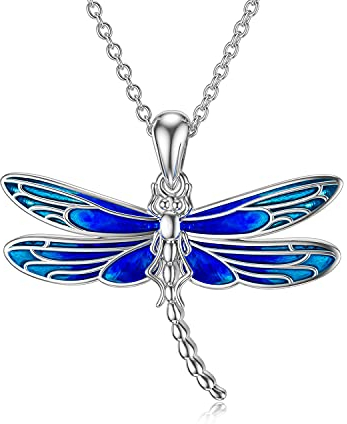 enjoylifecreative Libelle Halskette Sterling Silber Tier Kette Libelle Anhänger Schmuck Geschenke für Damen Mädchen Libellen Liebhaber