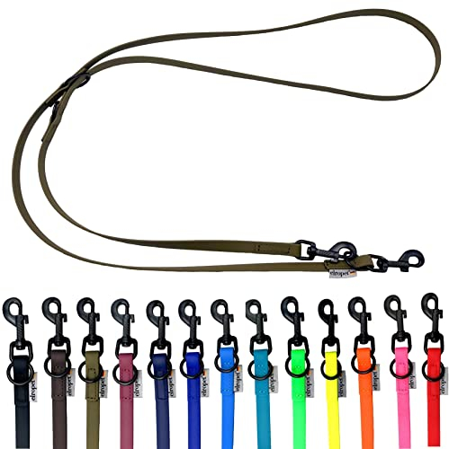 Biothane Hundeleine kleine Hunde/große Hunde verstellbar 2m / 2,40m / 2,80m / 3,50m / 5m schwarzer Haken (2,40m X 13mm, Olivegrün)
