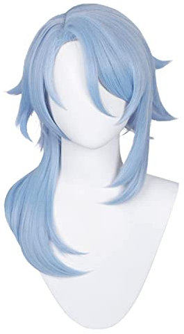 GZIRUE Blau Lange Haar Perücke für Ayato Kamisato Wig Cosplay Anime Kostüm mit Wig Cap