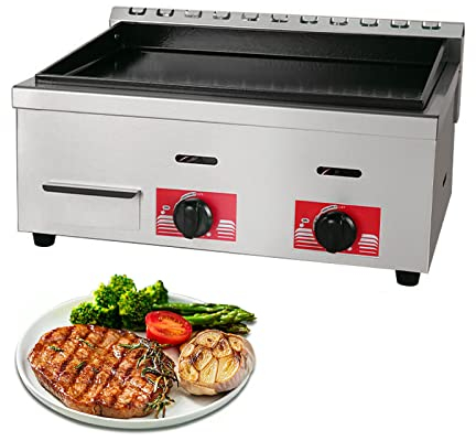 Plancha a Gas Profesional para Bar y Restaurante, Acero Inoxidable, Distribución Uniforme de Calor, Temperatura hasta 350°C, Plancha a Gas Cocina Industrial Hostelería, Patas Antideslizantes,728