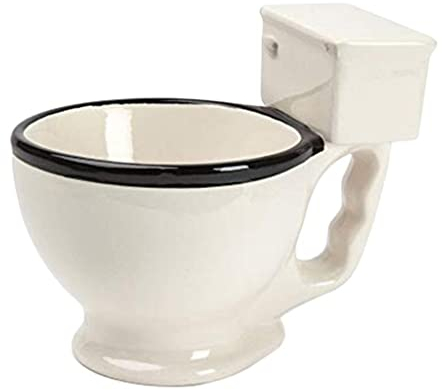 Neuheit Toiletten-Keramikbecher mit Henkel Kaffee Tee Milch Eisbecher Lustig für Geschenke (Weiß 300 ml)