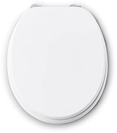 BENKI - Lunette De Toilette White - Abattant WC Avec Frein De Chute - WC En Bois Avec Charnières En Acier Inoxydable & Ajustables - Forme Universelle