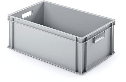 PROREGAL Eurobehälter mit offenem Griff | HxBxT 22x40x60cm | 38 Liter | Grau | Eurobox, Transportbox, Transportbehälter, Stapelbehälter