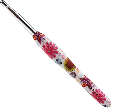 Coopay Häkelnadel mit Schön Blume, 1 Stück Gummigriff Häkelnadel 6,0 mm, Exquisite Ergonomisch Häkelnadeln für Anfänger, Solide Metall Häkeln und Bequem TPR Griff Häkelnadeln für Arthritische Hände