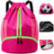 Hoseay Turnbeutel Kordelzug Sportbeutel mit Schuhfach und Nassfach Damen Groß Sportrucksack Wasserdicht Fußball Tasche Leicht Verstellbar Sport Rucksack für Sport Reisen Schwimmen Fitness, Rosa