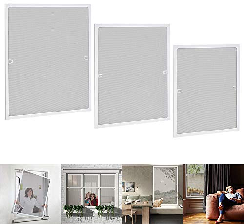 TRMLBE Zanzariera per finestra con telaio in alluminio, 80 x 100 cm, zanzariera per finestre, senza fori e viti, colore: bianco