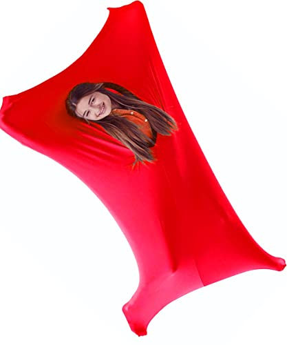 DELVOYE Sensorische Socken für Autismus Kinder und Erwachsene sicher, atmungsaktiv, bequeme Tiefdruck sensorische Decken Sensorisches Spielzeug (Farbe: Rot, Größe: XL-165 * 74 cm)
