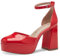 Tamaris Damen Pumps mit Riemchen Vegan Blockabsatz; RED/rot; 37