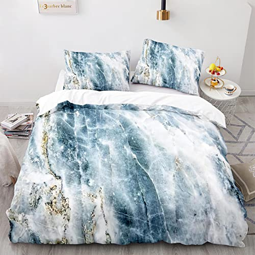 AcaimE Marmor 200 X 200 cm Bettwäsche Muster Anti-Falten Bügelfrei Hochwertiges Polyester Bettwäsche 200X200 Kommt Mit 2 Kissenbezügen 80X80Cm