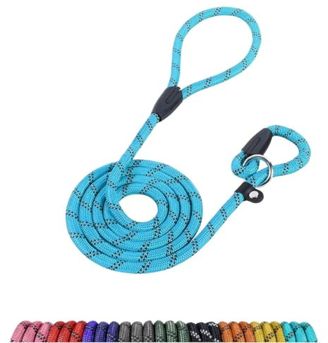 Loutep Slip Lead For Dogs-1.8m Long Rope Dog Leash With Reflective Stitching Slip On Easily With No Collar Or Harness Needed Anti-Choke Dog Slip Lead Ideal For Small Puppy Large & Medium Dogs Training