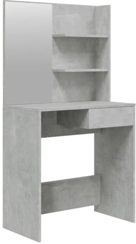 vidaXL Dressing Table with Mirror Concrete Grey 74.5x40x141 cm