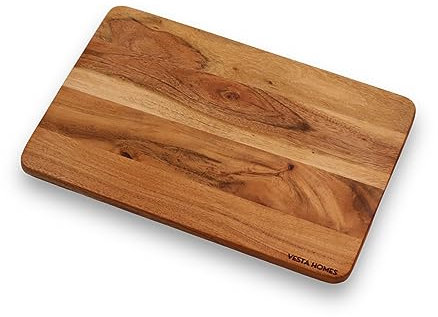 Vesta Homes Wooden Chopping Board, Cutting Board, Serving Board, Charcuterie, and Cheese Board for Kitchen | Natural Acacia Wood | 38x25x1.5 cm | Handcrafted in India