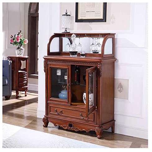 SOVORM Barschränke Weinschrank mit Glashalter, Holz-Spirituosenschrank Weinregal Tisch Barmöbel für Wohnzimmer und Esszimmer Glasschrank (Farbe: Gold) The New