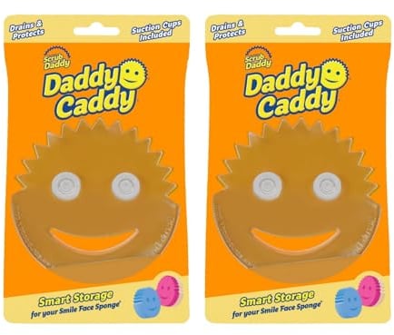 Scrub Daddy Caddy - Soporte para Estropajo con Ventosa, Soporte para Esponja, Organizador Fregadero de Cocina, Almacenamiento Inteligente para Estropajos Scrub Daddy y Mommy Paquete de 2