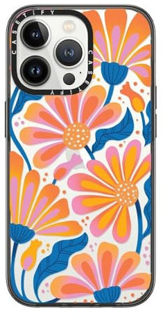 CASETiFY Compact iPhone 13 Pro Case [2X Military Grade Drop Tested / 4ft Drop Protection] - Lazy Daisy - Clear Black