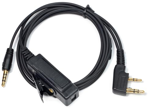 HYSHIKRA Adattatore universale da K1 a 2 pin a 3,5 mm con PTT (Push to Talk) compatibile con BaoFeng UV5R 888S, Kenwood Radio e cuffie con interfaccia di ingresso audio da 3,5 mm con microfoni