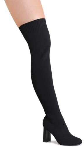 topschuhe24 Donna Stivali Overknee, Colore:Nero, Numero di Scarpe:36 EU