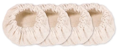 4pcs Cloth Covers for Sourdough Starter Jar, Cotton Elastic Cloth Jar Covers Reusable Cloth lid/Cap Top Cover Sourdough Proofing Bowl Cover Bread Fermentation Baking Supplies for 3-4 Inch Jar Mouth