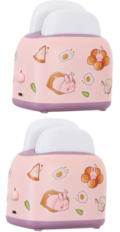 Alipis 2pcs Cartoon Night Lights Kawaii Men Desktop Decor Kids Room Decor Toaster Maker Night Lights Night Lights for Girls Bedroom Toaster Night Light Charge Child Abs Sleep Light