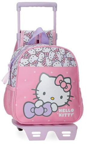 Hello Kitty My Favourite Bow, zaino per bambini, zaino per scuola, rosa, spalline larghe e regolabili, realizzato in poliestere. Joumma Bags., Rosa, Zaino 24 + carrello