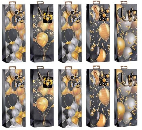 Laro Premium Weinflaschentüten Geschenkverpackung Blumen 10-100 Stk, Anzahl:40, Muster Tüten:Glitter