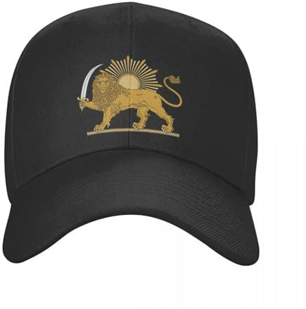 GONMFKM Baseballkappe Mit Nationalflagge In Persönlichkeitsform – Emblem des Iran, Löwe Und Sonne, Flagge des Iran, Sonnen-Baseballkappe, Atmungsaktiv, Verstellbar, Sommer-Sonnenhut, Sportkappe Für