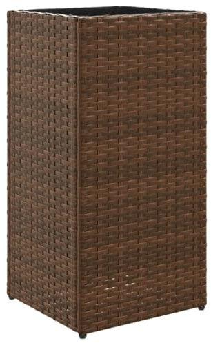 vidaXL Pflanzkübel, Pflanzkasten mit Stahlgestell, Blumenkasten für Garten Terrasse, Blumenkübel Blumentopf Hochbeet, Braun Poly Rattan