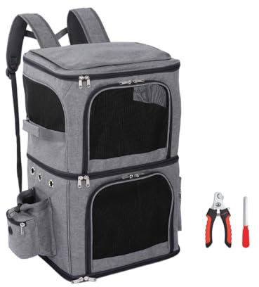 BloxBerry Rucksack für Katzen und Hunde, Reisetasche, Doppelfach, Rucksacktasche zum Wandern, Tragen kleiner Hunde oder großer Katzen
