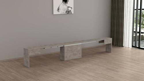 Dmora - Bank Ubertino, Sitzfläche für Esstisch, Einzelne ausziehbare Bank, 290x25x45 cm, Grau
