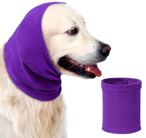 Aomig Ohrenschützer für Hunde Hundemütze Haustier Hunde Gehörschutz Hunde Ohrenklappe Hund Kopfwickel Hals und Ohren Wärmer Hunde Ohrenschutz Gehörschutz für Hunde Silvester Hundekopfhörer (Lila,M)