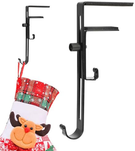 Ghirlanda e gancio per calze | Gancio in metallo 2 in 1 per appendere calze di Natale | Ganci regolabili per ghirlande natalizie | Nessun trapano per caminetto