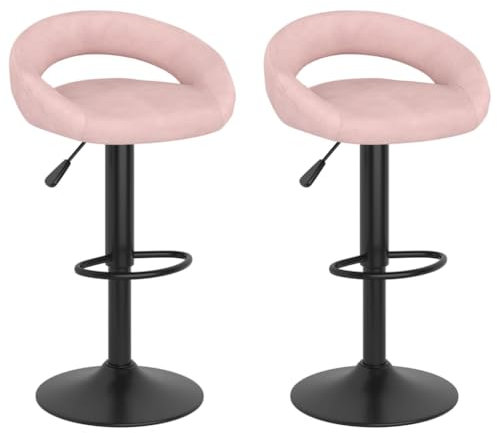 vidaXL Tabourets de Bar Lot de 2 Rose Velours, Chaise, Tabouret de Bar de Cuisine, Chaise Bistro, Tabouret de Bar pour Petit-déjeuner, Chaise de Bar