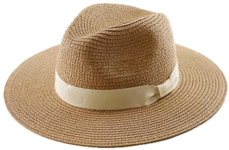 AAIXXIZAO Chapeau Paille Femme Chapeau De Paille Panaman Grosse Tête avec Chapeau Tissé De Paille Pliable Plus La Taille des Hommes Jazz Top Hat Sun Protection Sun Shading Hat 61-64Cm Khaki