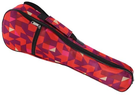 Ukulelentasche 21 Zoll aus Oxford Gewebe mit Schultergurten | Sopran Ukulele, Regen und Staubschutz, Gepolsterte Innenfütterung, Außentasche, Rot