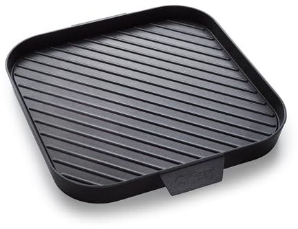 Kisag Grillplatte QUADRO 25×25 cm, Antihaft‑Aluminium Grill Platte mit ILAG® 2‑lagiger Beschichtung, für Rechaud LongFire, indoor & outdoor, fettarm braten von Fleisch, Fisch & Gemüse