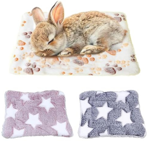 CHAOTEMAI 3 Stück Meerschweinchen Bett Kleintier Plüschbett Meerschweinchen Zubehoer Kaninchen Zubehör Hamster Warme Flauschige Plüschbett 15x20 cm 26x33 cm für Eichhörnchen Kaninchen Chinchilla (A)