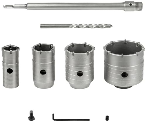 6‑tlg Beton-Kernbohrer-Set, inklusive Lochsägen 1,18–2,68 Zoll, 12,6 Zoll Verlängerungsstange, SDS-Plus-Adapter, stabile Hohlbohrer aus Legierung für Mauerwerk, Ziegel, Zement, Stein und Fliesen