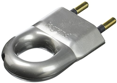 Legrand - Fiche plate mâle sans terre plastique - avec anneau extraction - aluminium