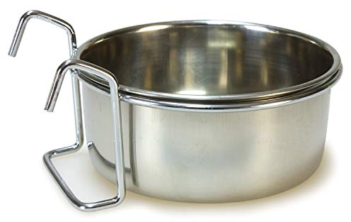 Arquivet Vogelfutterstation oder -tränke aus Edelstahl mit Haken, Vogelfutterspender für Vögel, Futterbehälter für Vögel, 150 ml