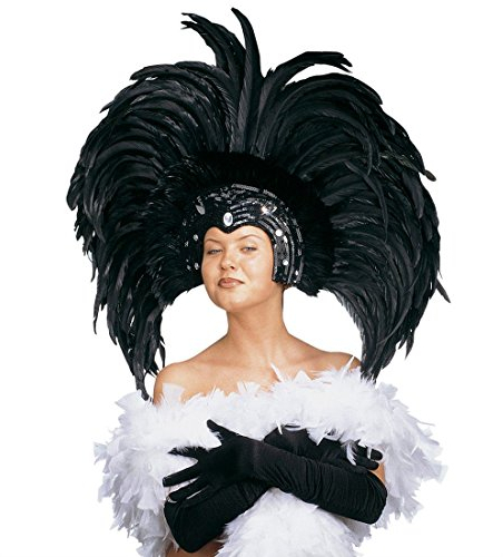 NET TOYS Samba Feder Kopfschmuck Karneval Federschmuck schwarz Brasilien Federkopfschmuck Rio Kopfbedeckung Sambatänzerin Kostüm Schmuck Showtanz Kopf Accessoire