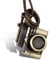 JewelryWe Men,Women's Vintage Alloy Camera Cross Pendant Leather Necklace Adjustable 15-31 Inch Chain